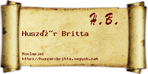 Huszár Britta névjegykártya